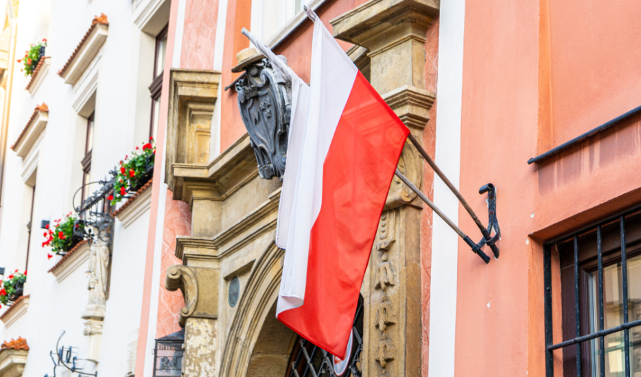 Poland flag on building