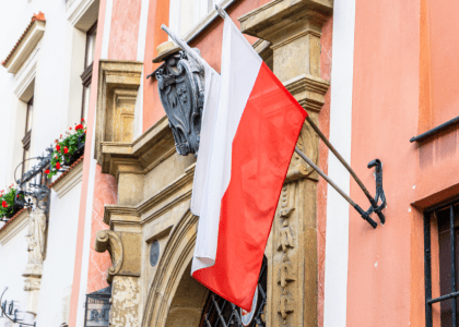 Poland flag on building